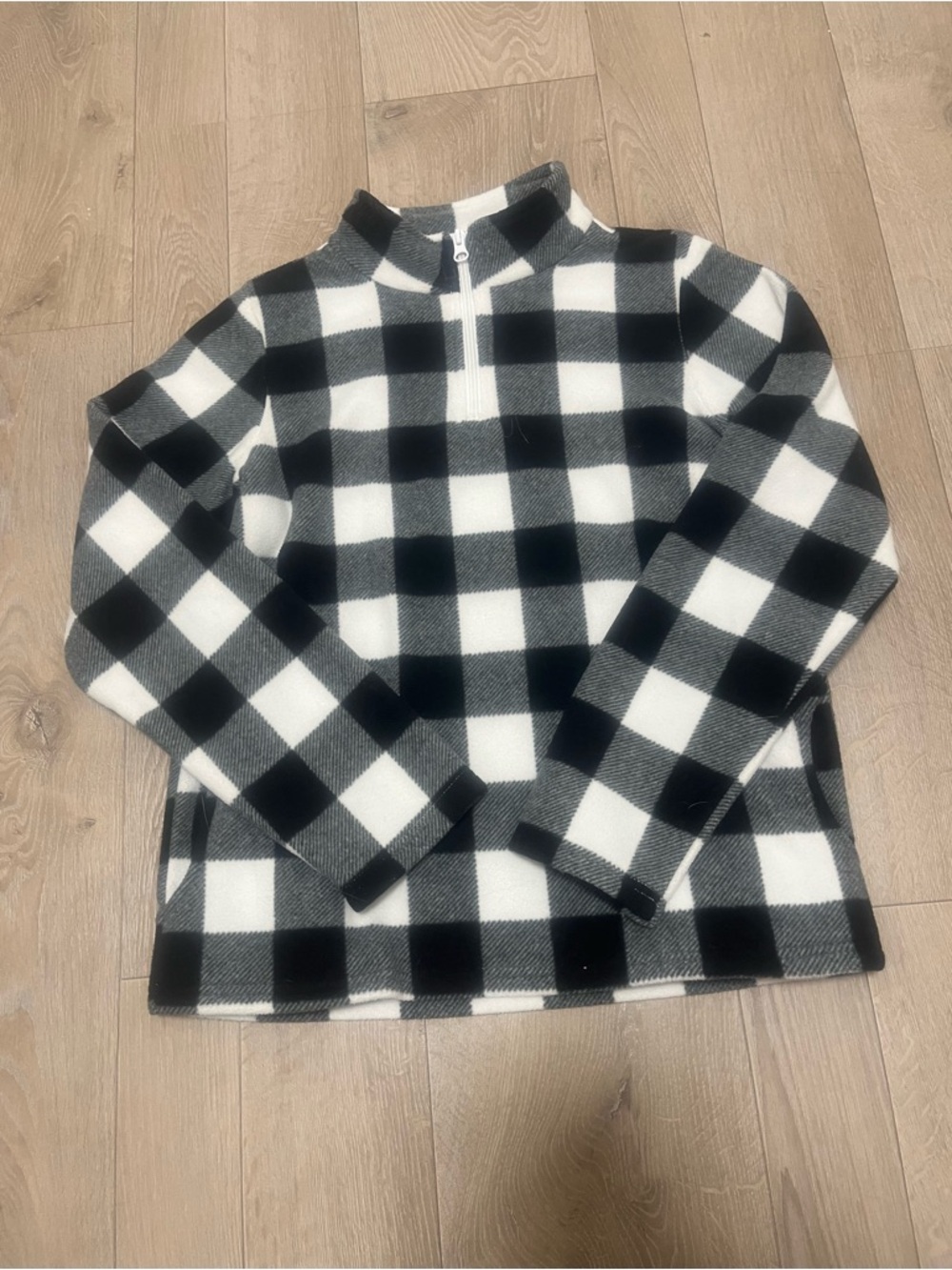 3/$20- warm Place Black and White Buffalo Plaid Fleece Pullover XL14
